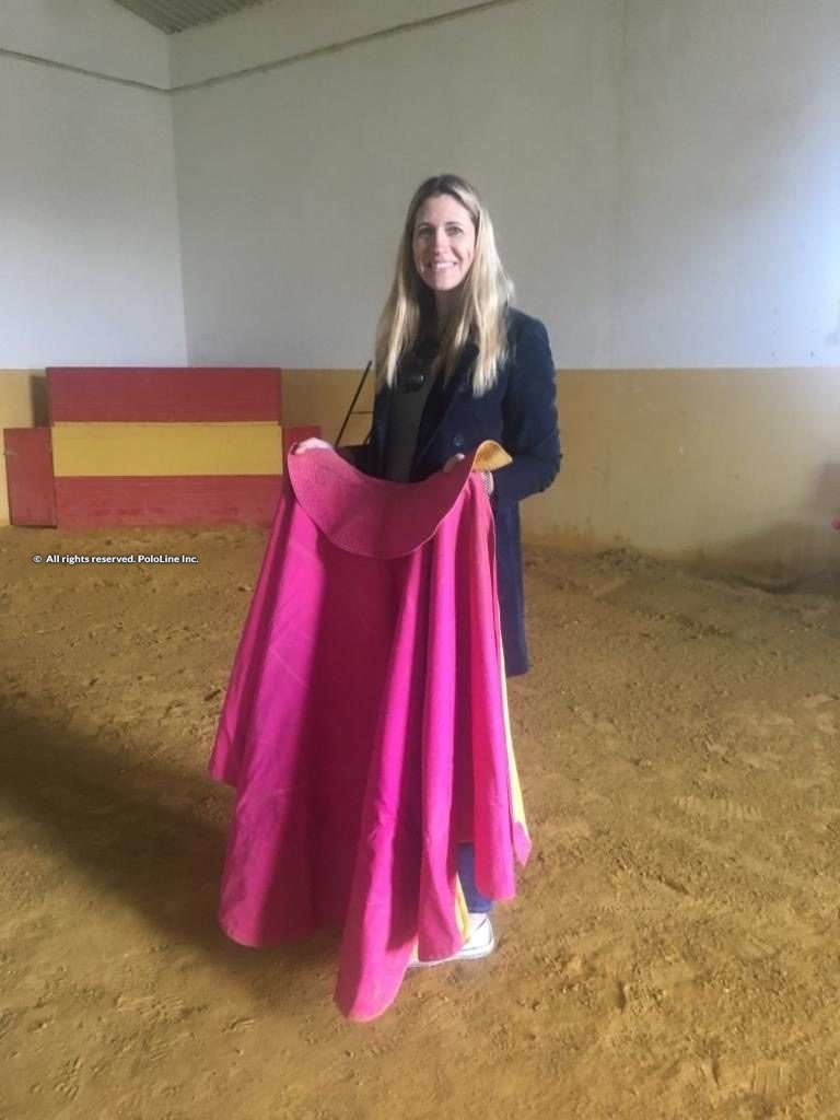 Aurora Eastwood with bullfighting cape